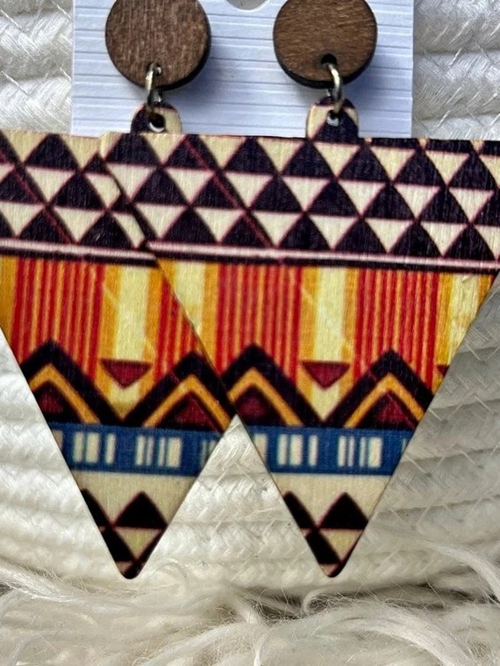 Laing’s design Geometric Wood Earrings in Multicolor